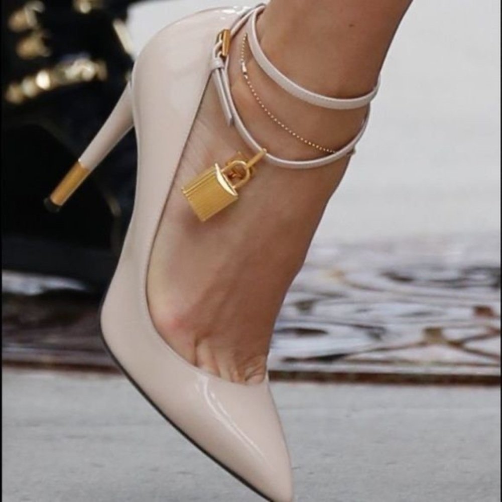 Tom Ford patent nude locket heels